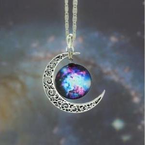 Nebula Galaxy Cabochon Necklace, Bib Necklace,..
