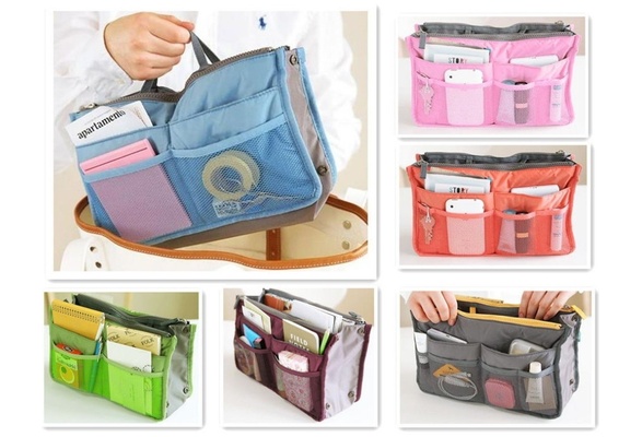 Handbag Purse Dual Organizer Insert Mp3 Phone Cosmetic Storage Nylon Bag In Bag